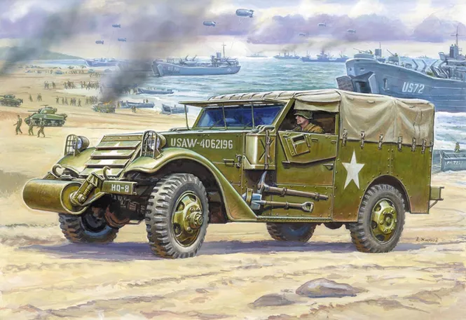 Huvudbild M3 ARMORED SCOUT CAR WITH CANVAS SKALA 1:35