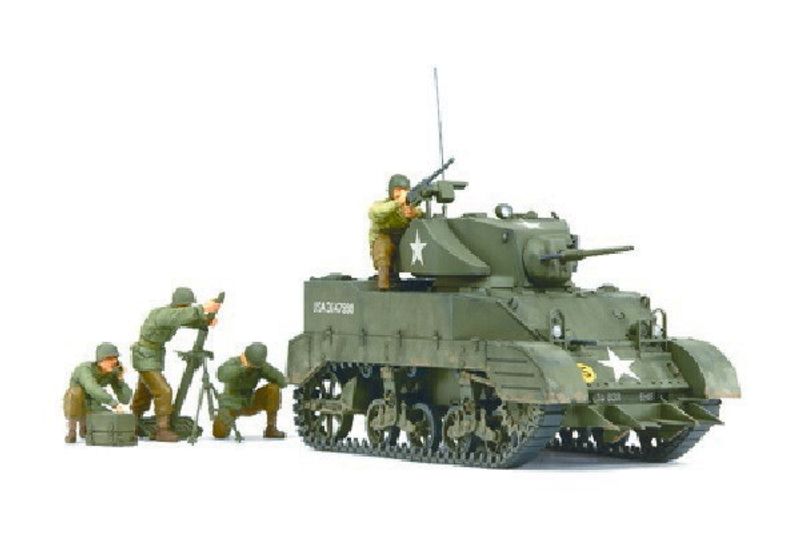 US LIGHT TANK M5A1 MED 4 FIGURER. SKALA 1/35