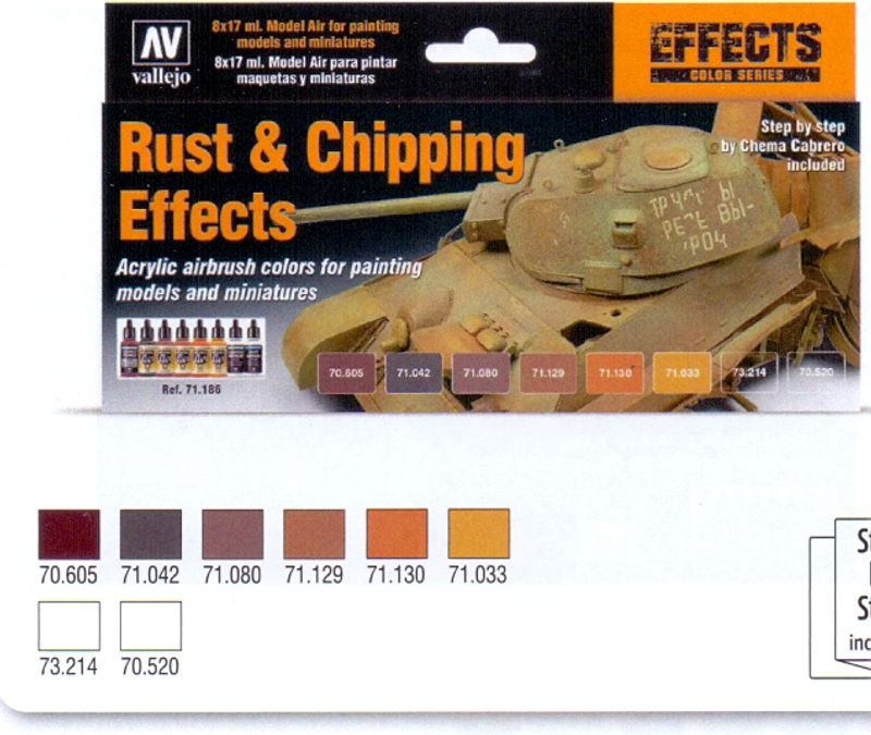 RUST & CIPPING. 8 X 17 ML. ACRYLIC COLORS
