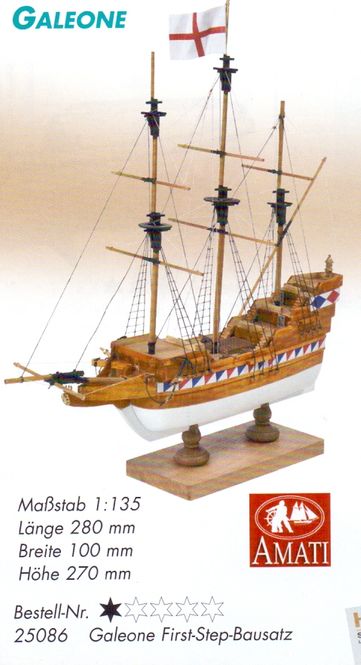 Huvudbild GALEONE. TRÄBYGGSATS I SKALA 1/135 (FÄRDIGFRÄST ...