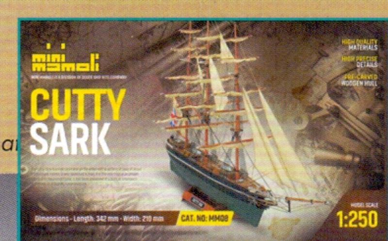 CUTTY SARK, TRÄBYGGSATS I SKALA 1/250. MED FÄRDIGFRÄST SKROV