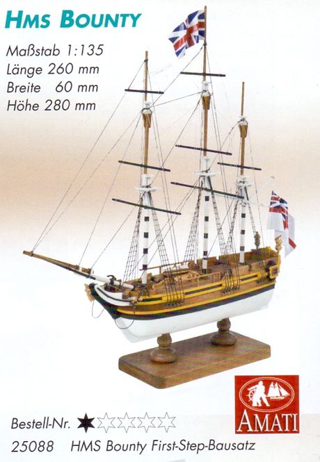 Huvudbild HMS BOUNTY. SKALA 1/135 (FÄRDIGFRÄST SKROV)